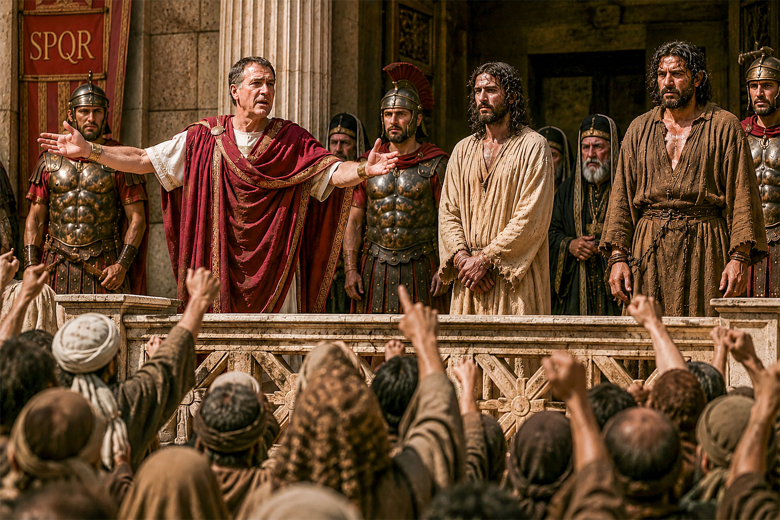 Jesus before Pilate the first time.